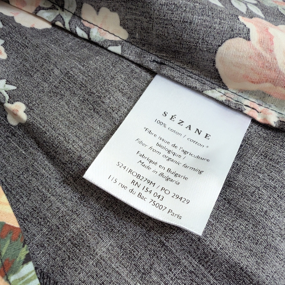 Sezane Solitta Dress Pila Print Black Floral 100% Organic Cotton NWT 40/8 - Picture 4 of 15